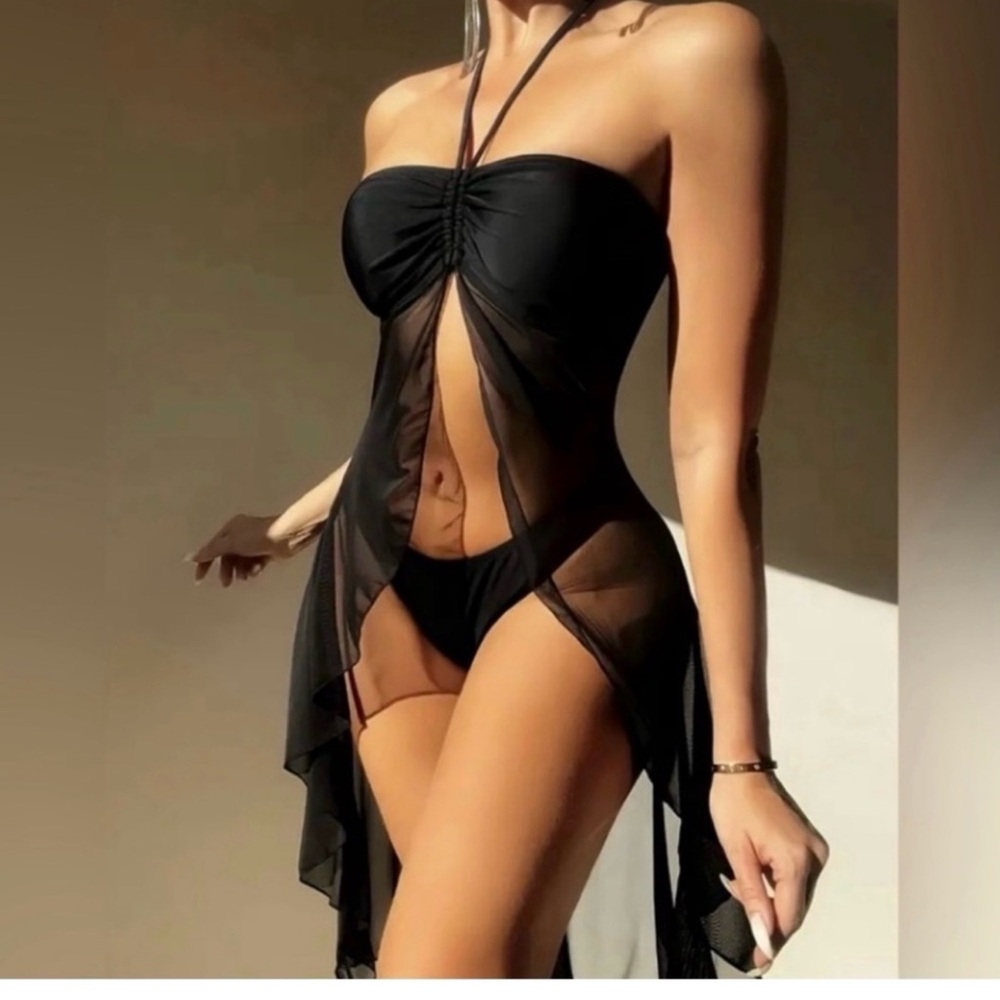 Elegant Black Swim Bikini / Cover-Up